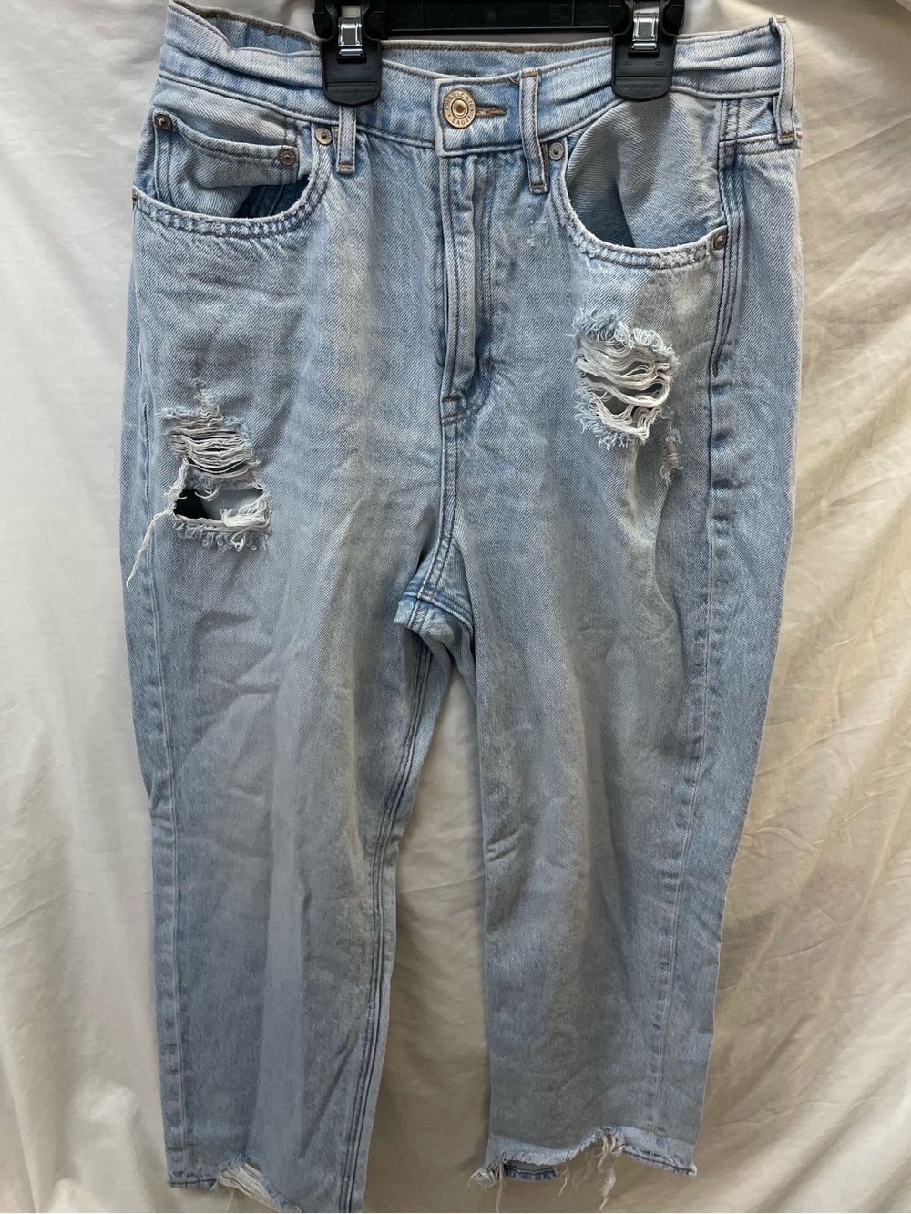 Vintage American Eagle highrise 90’s boyfriend Light Blue Distressed Jeans sz 8